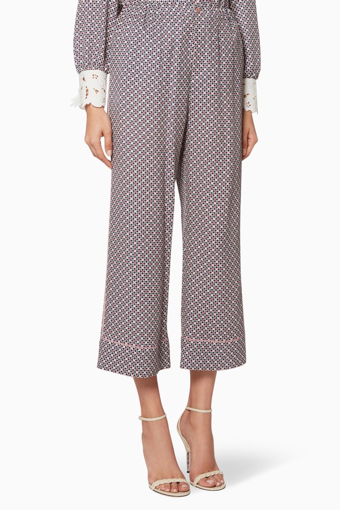 

Pink Romantic Tiles Silk Pants