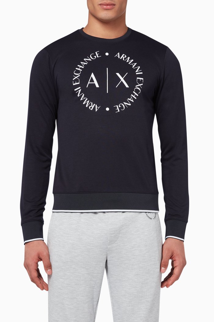 Macro Circle Logo Jersey Sweatshirt, Blue