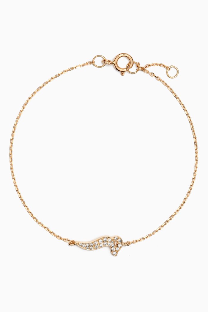 Arabic Letter Diamond Bracelet in 18kt Gold, Yellow