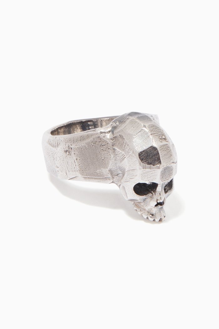 

Silver Hammered Skull Ring