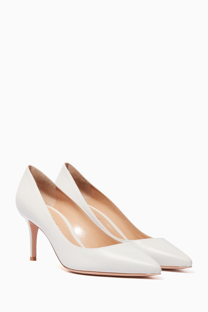 

White Nappa Point-Toe Pumps