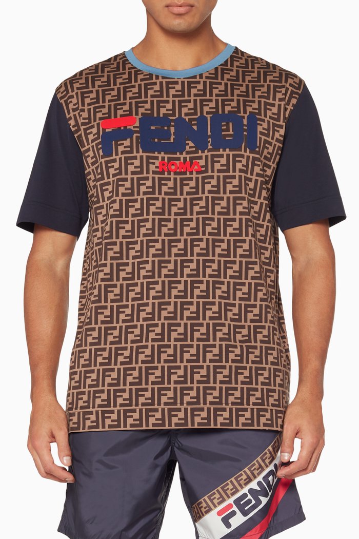 

Multi-Coloured Cotton Jersey T-Shirt, Brown