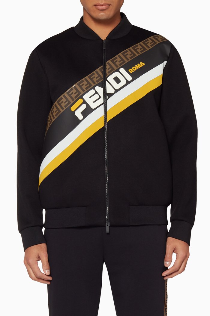 

Black Mania Logo Print Bomber Jacket