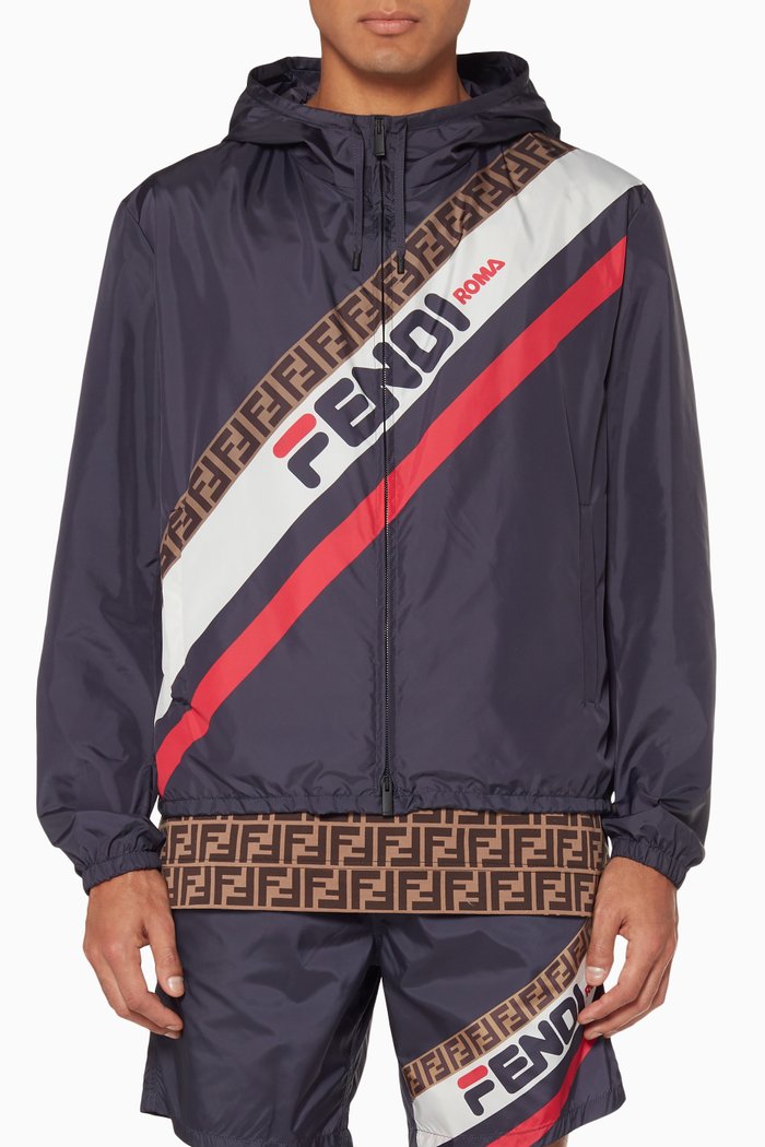 

Blue Printed Windbreaker Jacket