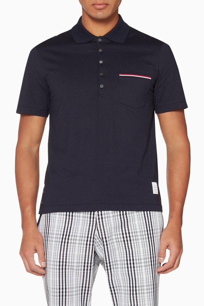 

Navy Cotton Piqué Polo T-Shirt, Blue