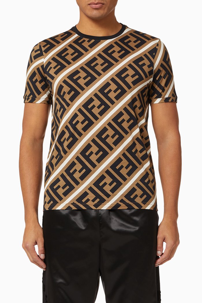 

Zucca Diagonal FF Print T-Shirt in Cotton, Neutral