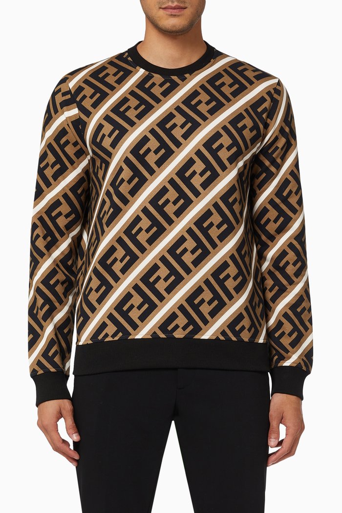 

Zucca Diagonal FF Print Sweatshirt in Cotton, Neutral
