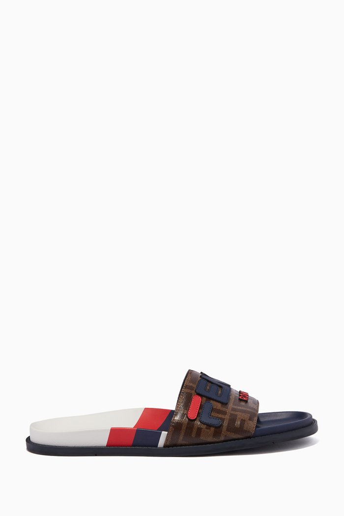 Multi-Coloured Mania Logo-Appliqué Slides, Multicolour