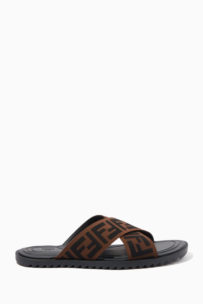 

Brown Fendi Embroidered Elastic Slide