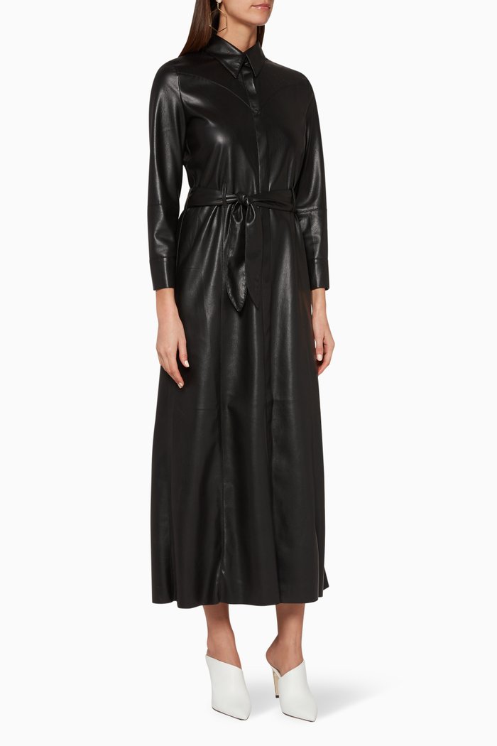 

Black Taurus Faux-Leather Maxi Dress