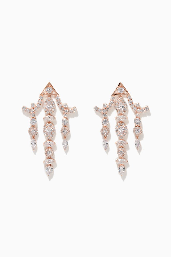 

Rose-Gold Pagoda Chandelier Earrings, Neutral
