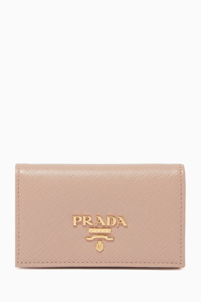 

Logo Cardholder in Saffiano Leather, Pink