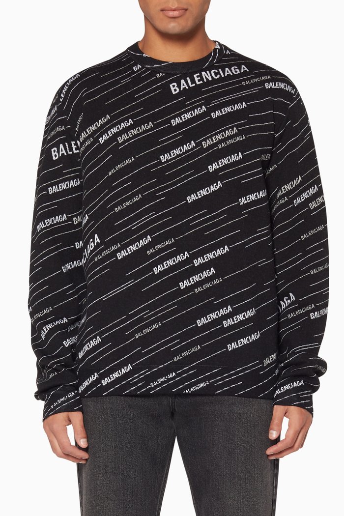 

Black Long Sleeved Crewneck Sweater, Multicolour