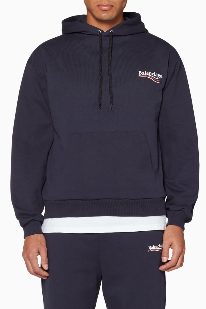 

Navy Political Logo Hoodie, Blue