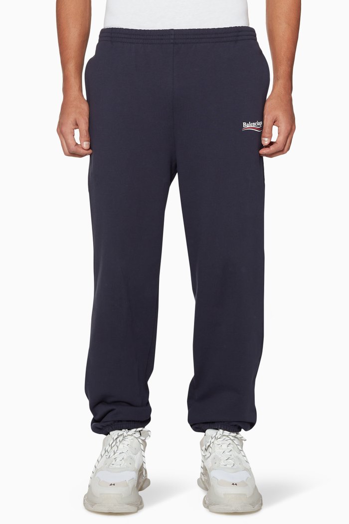 Navy Political Logo Jogging Pants, Blue