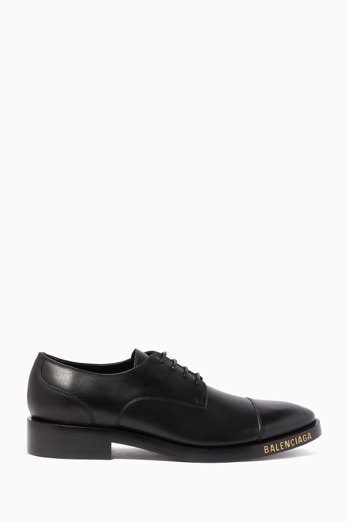 

Leather Derby Shoes, Black