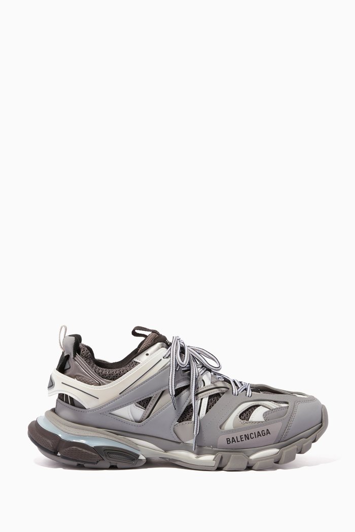 

Grey Track Leather & Mesh Sneakers