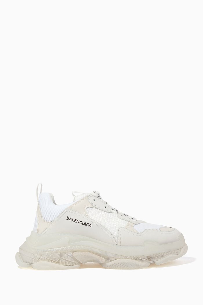 

White Triple S Clear Sole Sneakers, Multicolour
