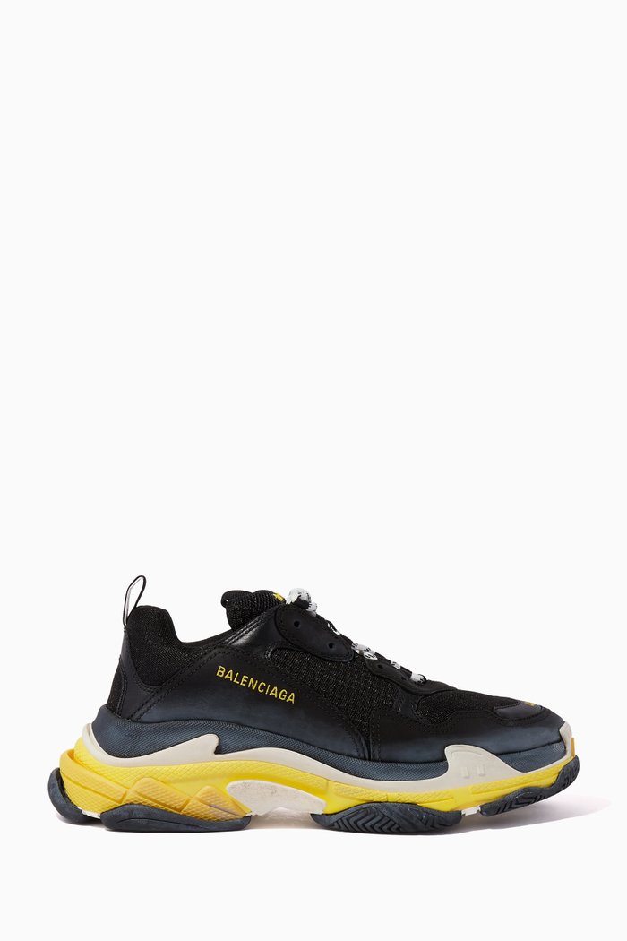 Black & Yellow Triple S Sneakers