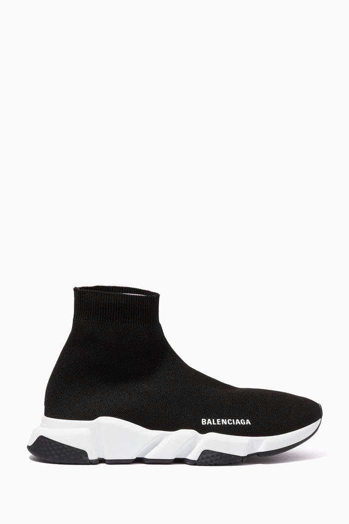 

Speed Logo-Print Stretch-Knit High-Top Sneakers, Black