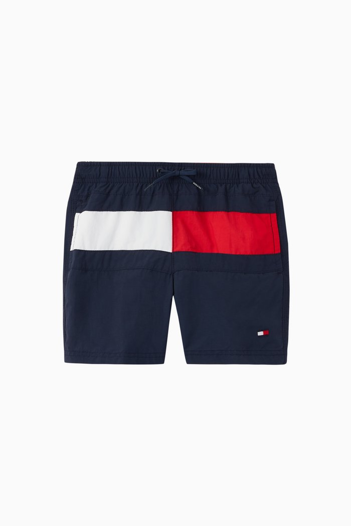 Colour Blocked Nylon Swim Shorts, Blue