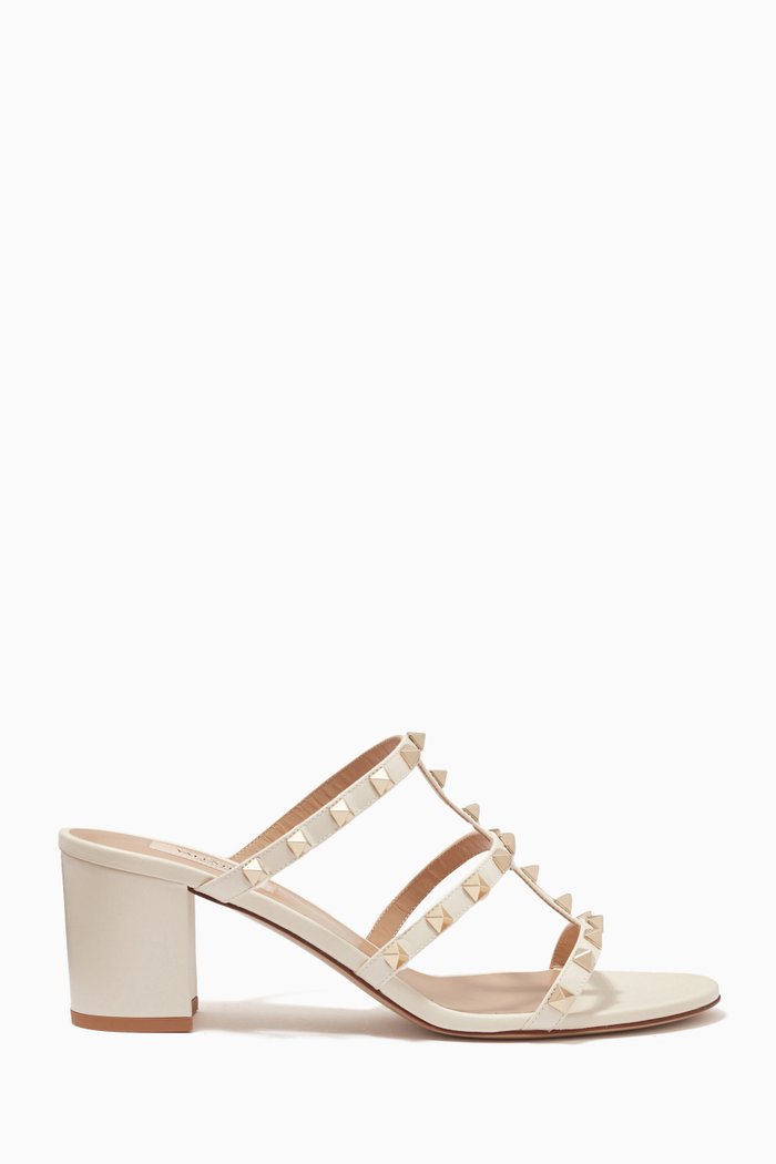 

Rockstud-Embellished Sandals, White