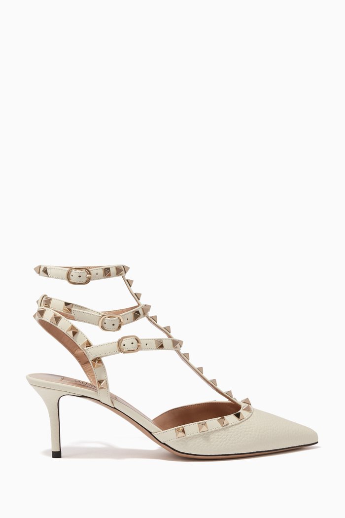 Valentino Garavani Rockstud Leather Pumps, Neutral