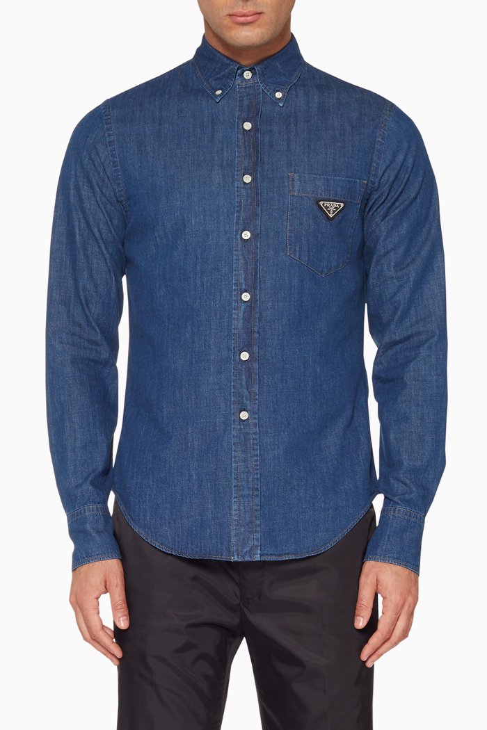 

Denim Triangle Logo Shirt, Blue