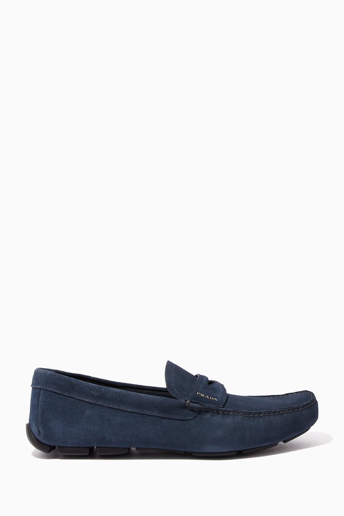 

Logo Detail Suede Moccasins, Blue