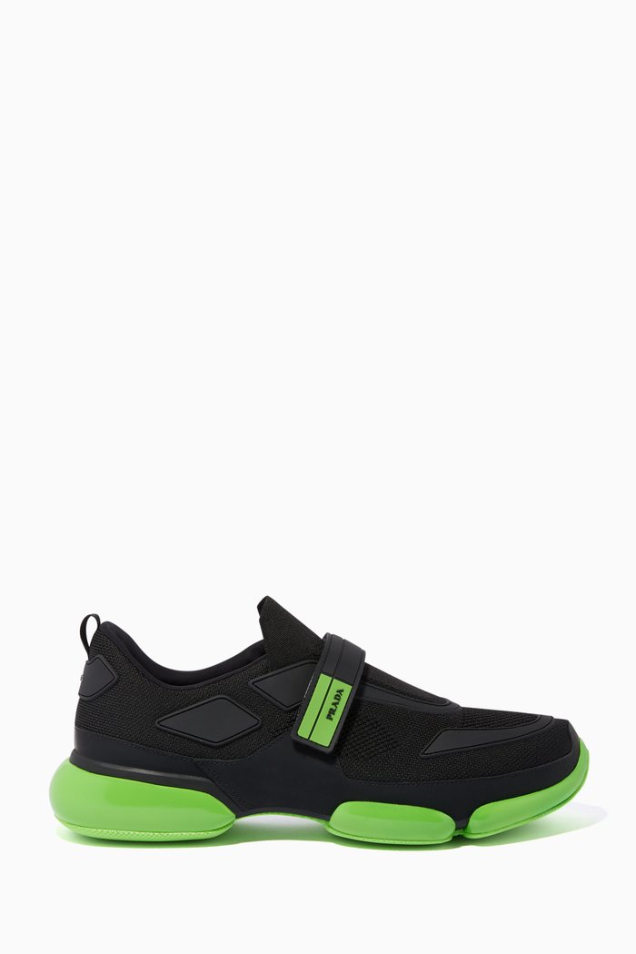 Black & Neon-Green Cloudbust Sneakers