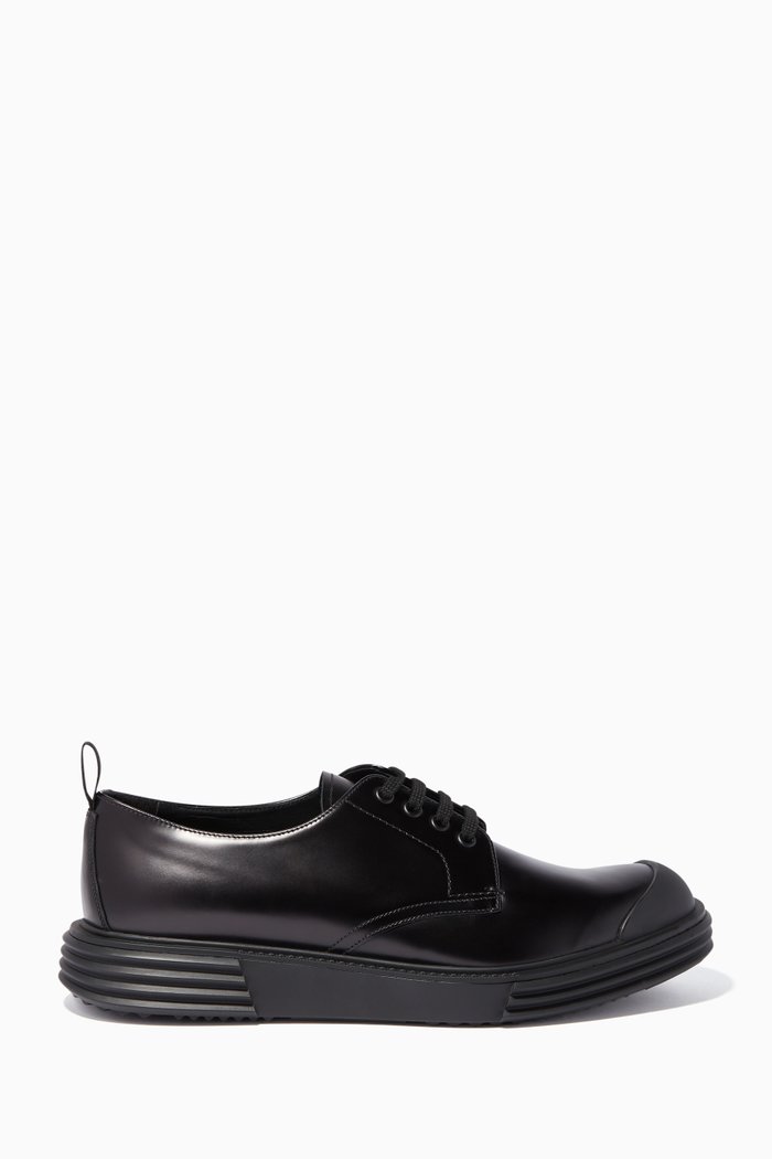 

Black Opaque Leather Derby Shoes
