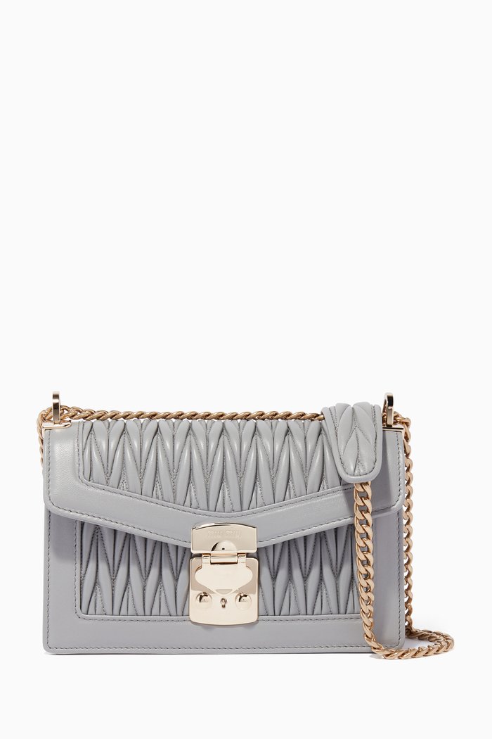 

Grey Miu Confidential Matelassé Shoulder Bag