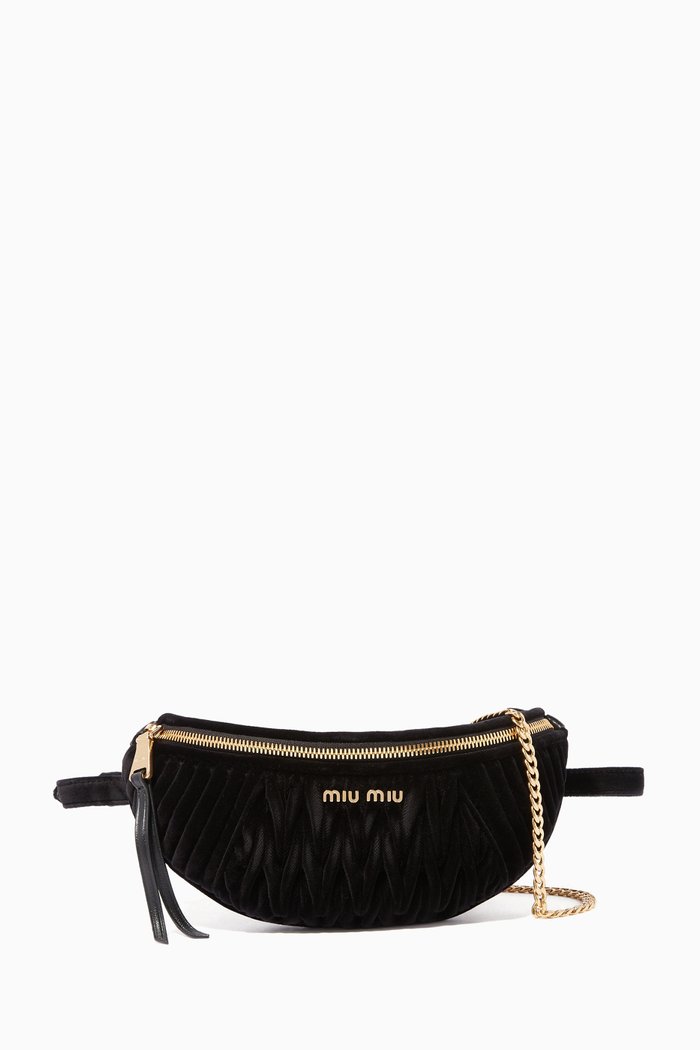 

Black Velvet Matelassé Belt Bag