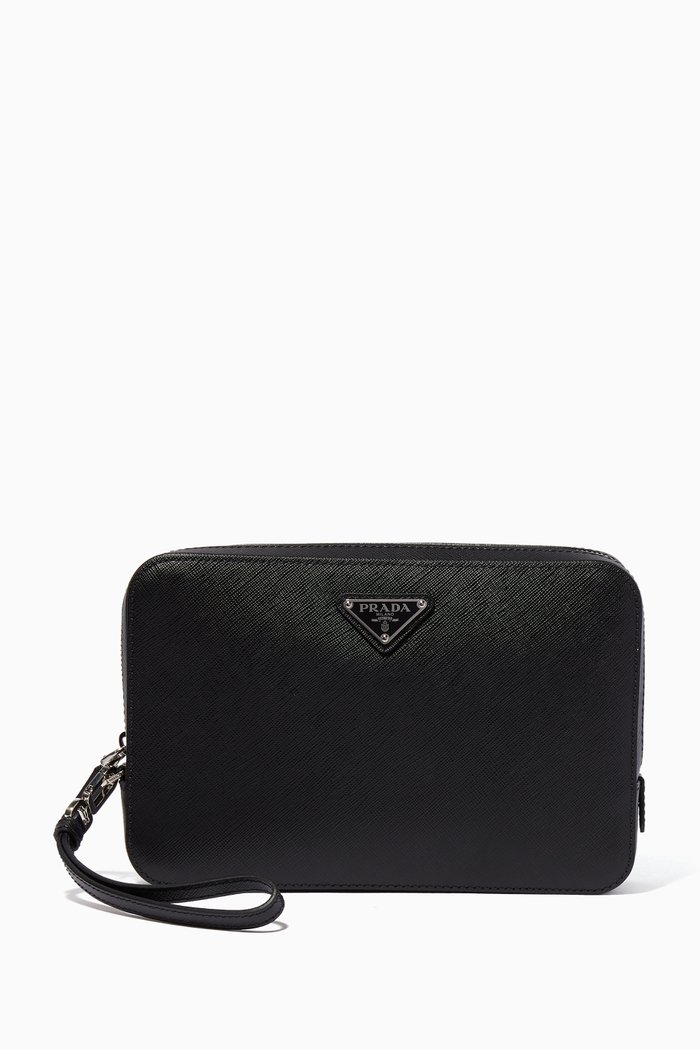 

Black Small Saffiano Leather Pouch