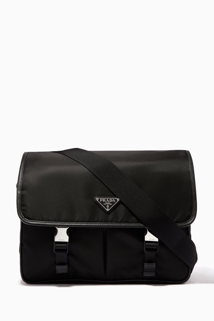 

Black Nylon Triangle Logo Messenger Bag
