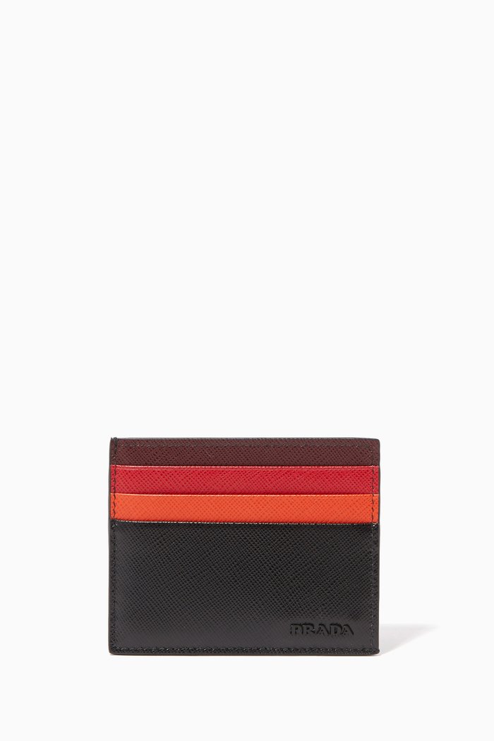 Saffiano Leather Card Holder, Black