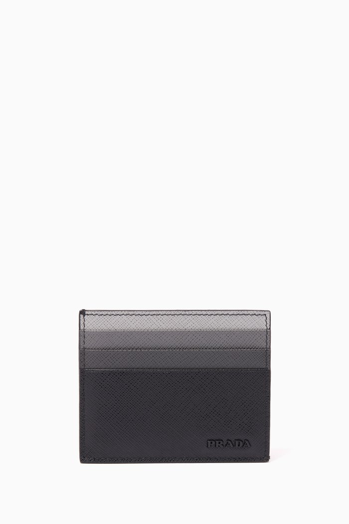 Black Gradient Saffiano Leather Card Holder