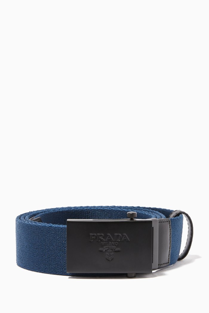 

Logo Plaque Woven Belt, Blue