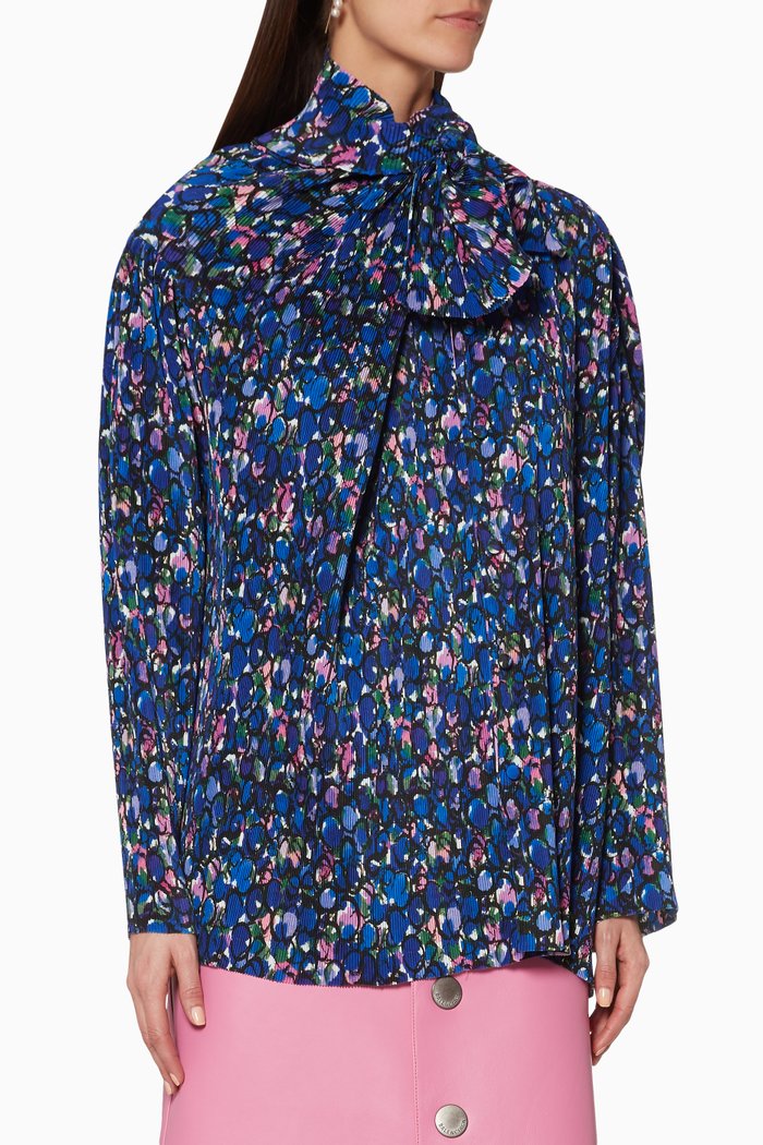Blue Print Pulled Drape Shirt