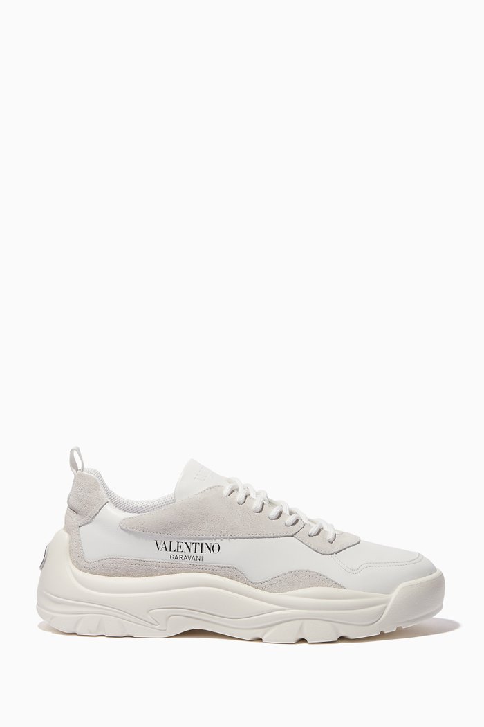 

Valentino Garavani Gumboy Leather & Suede Sneakers, White