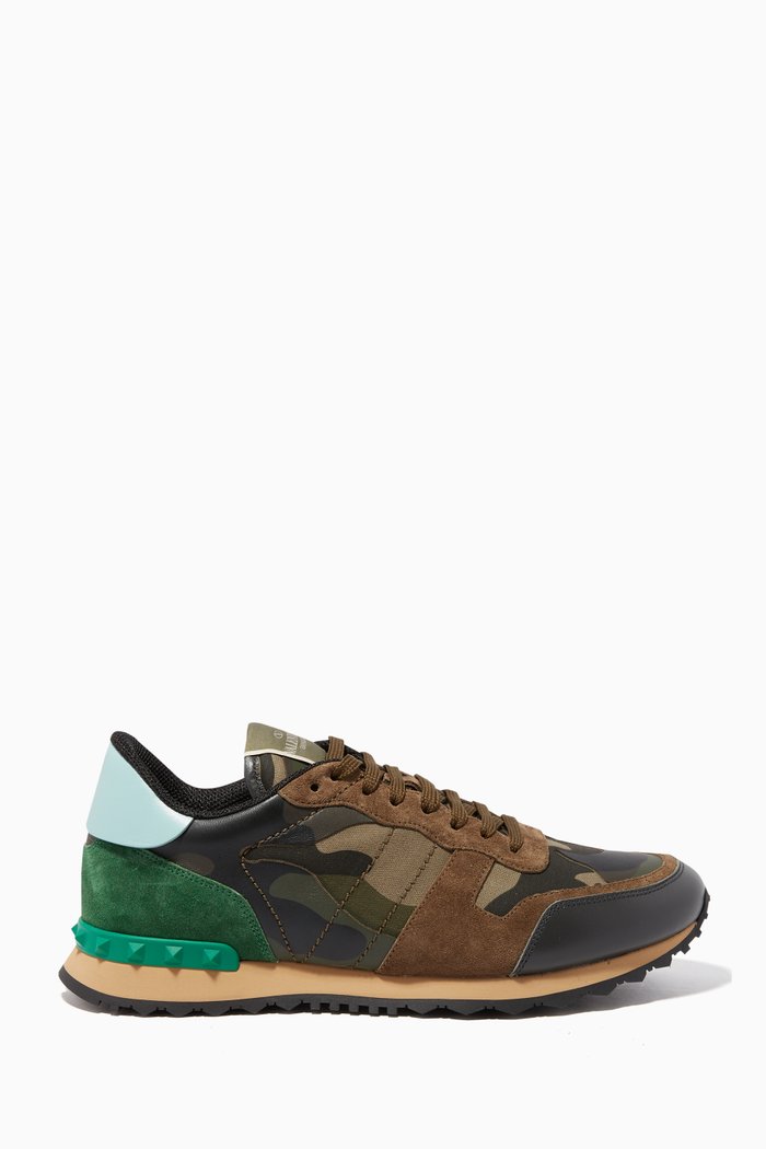 

Valentino Garavani Camouflage Rockstud Sneakers, Green