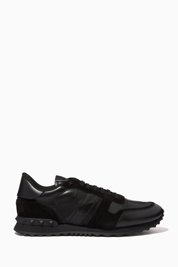 

Valentino Garavani Rockrunner Sneakers in Nappa, Black