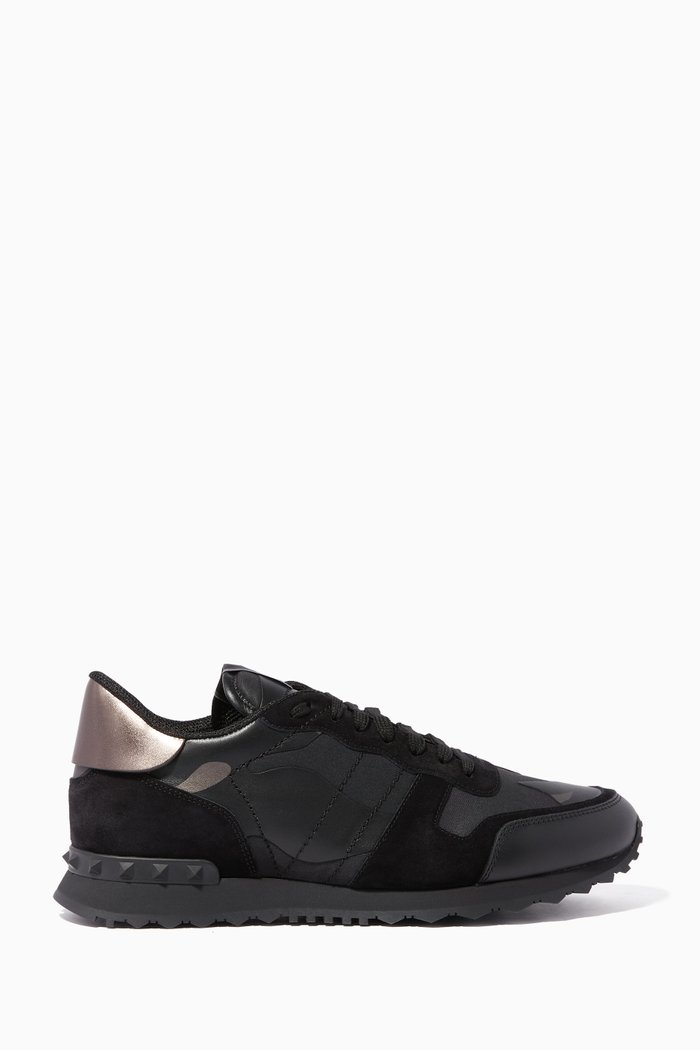 Valentino Garavani Camouflage Rockrunner Sneakers, Grey