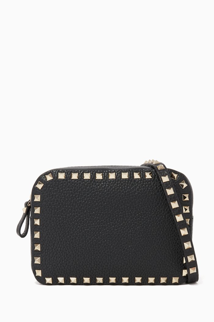 

Valentino Garavani Rockstud Leather Camera Bag, Black