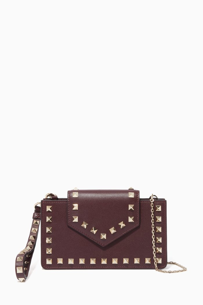 

Rockstud Leather Phone Case, Red