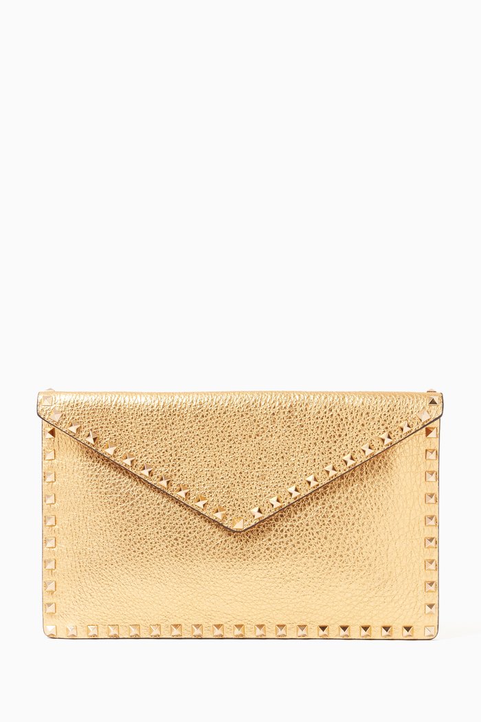 

Rockstud Large Envelope Pouch, Gold