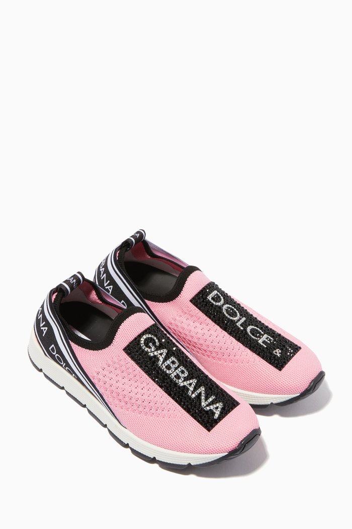 

Pink & Black Sequin Logo Sneakers