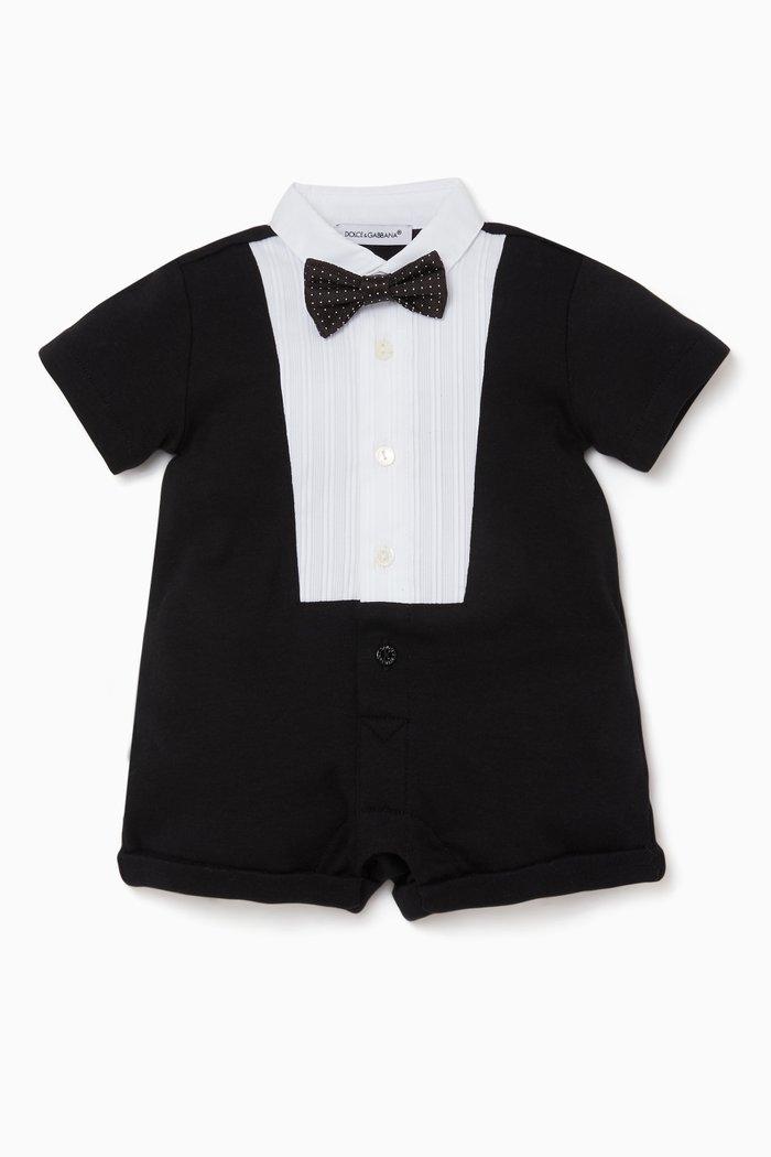

Tuxedo Short Onesie, Black