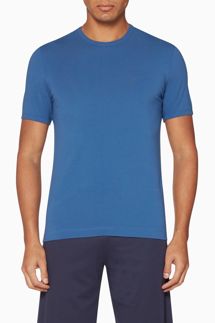 Navy Sports Crest Logo Crew T-Shirt, Blue
