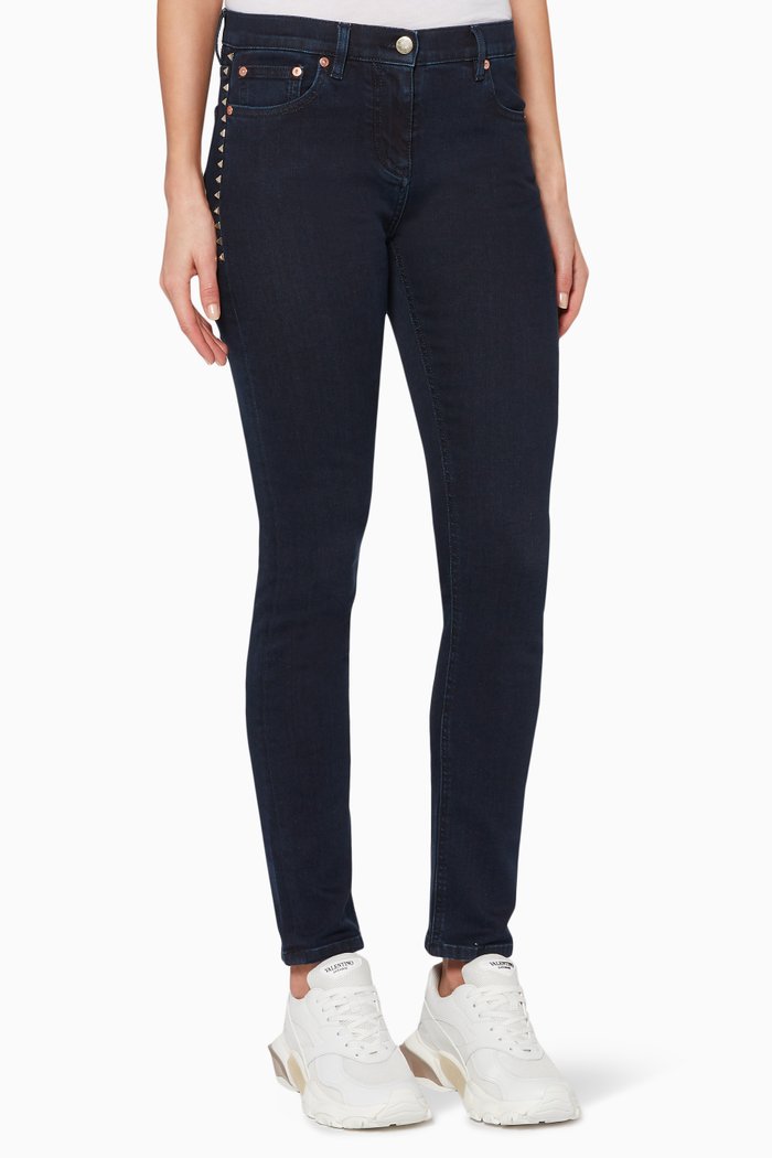 Dark-Blue Rockstud Skinny Jeans